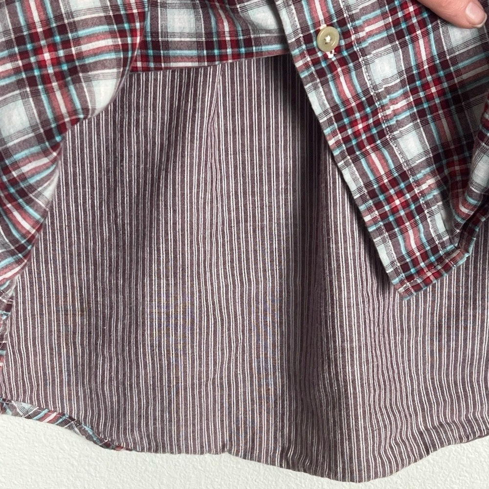 PENDLETON Large Red White Turquoise Plaid Deck Shirt Lined Classic Lumberjack - Picture 10 of 12